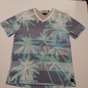 Ocean Current V-neck Sleeve Knit Top Palm Trees L